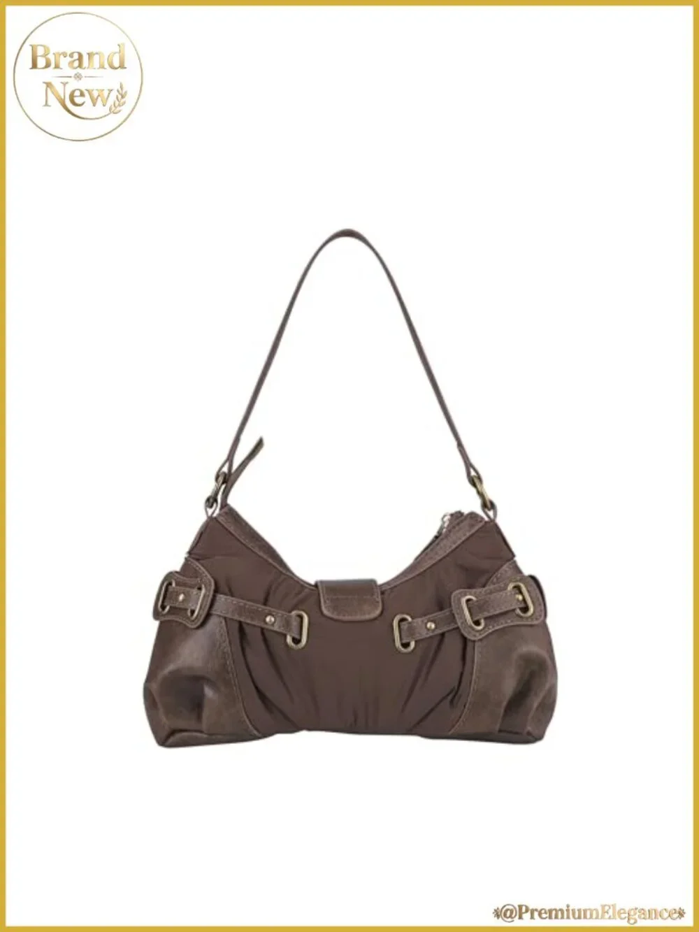 Y2K Retro Vintage Grunge Small Hobo Purse Shoulder Bag | Faux Leather Nylon